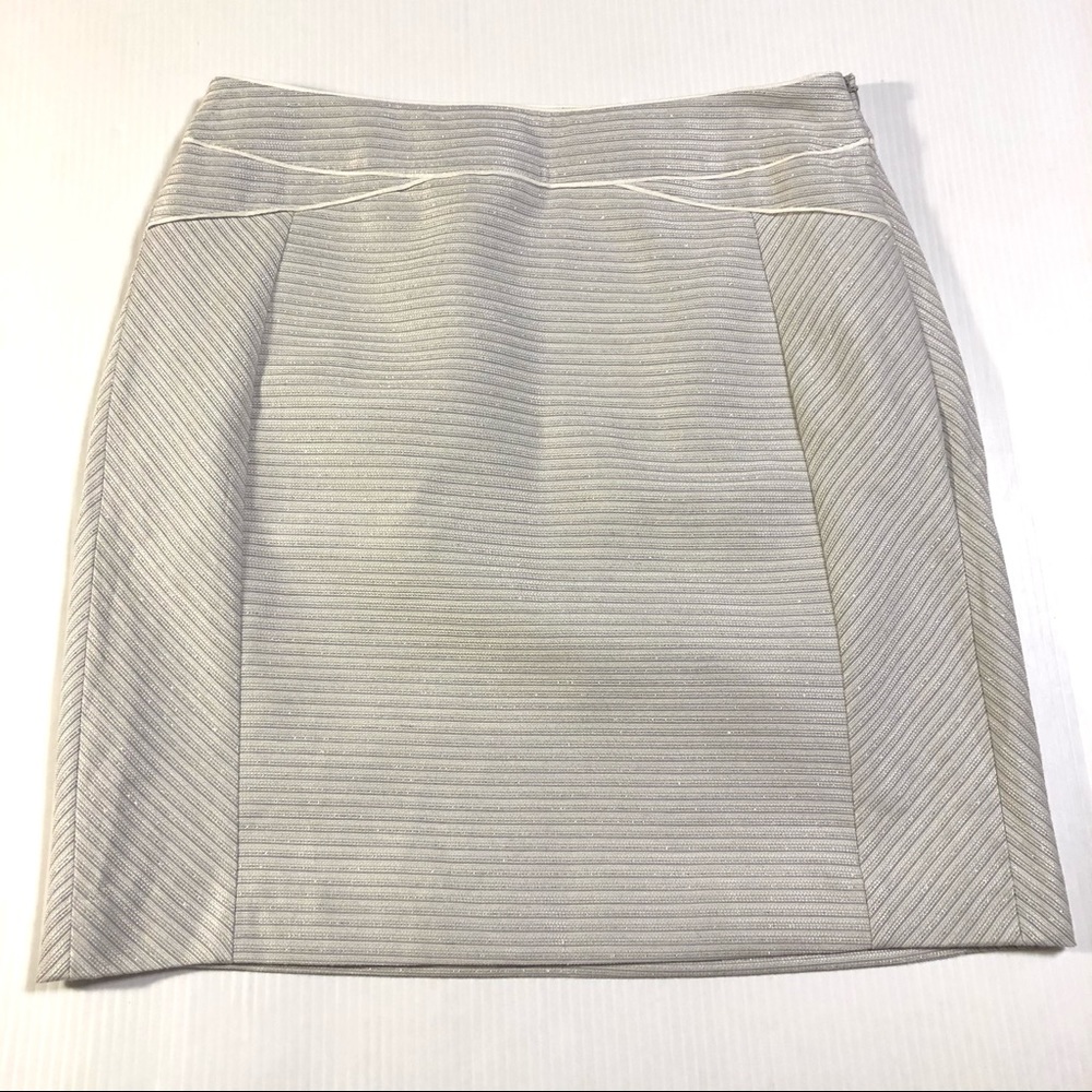 NWT WHBM Mini Tweed Skirt Silver & Creamy White 10